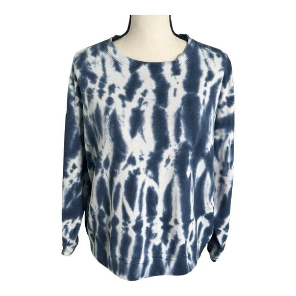 BANANA REPUBLIC Blue & White TIE-DYE Long‎ Sleeve OVERSIZED Sweatshirt Medium - Picture 1 of 13